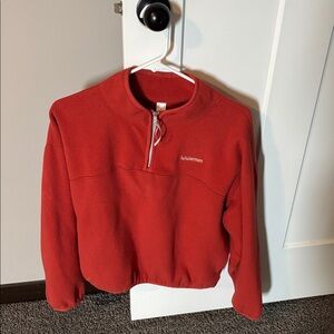 lululemon coral red half-zip fleece pullover